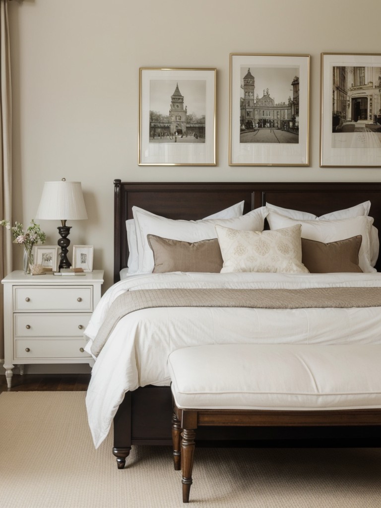 Create a Victorian-inspired haven in your bedroom with this stylish gallery wall idea!