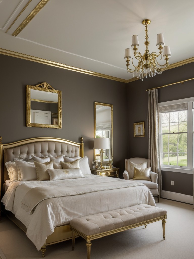 Victorian-Inspired Apartment: Elevate Your Bedroom with Elegant Metallic Accents!