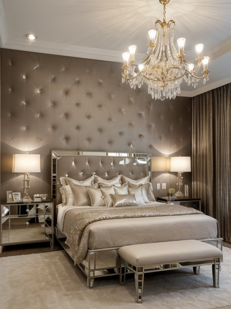 Luxurious Bedroom Inspiration: Chandeliers, Mirrors, Metallic Accents