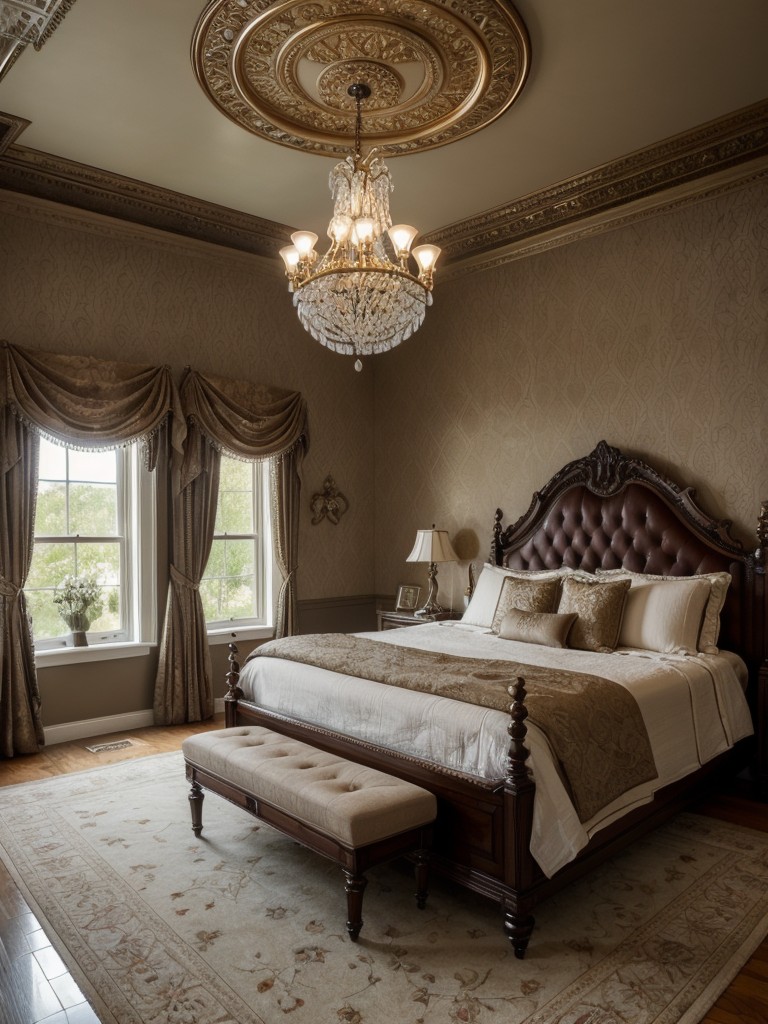 Create a Luxe Victorian Bedroom: Ceiling Medallions, Wallpaper, Chandeliers!