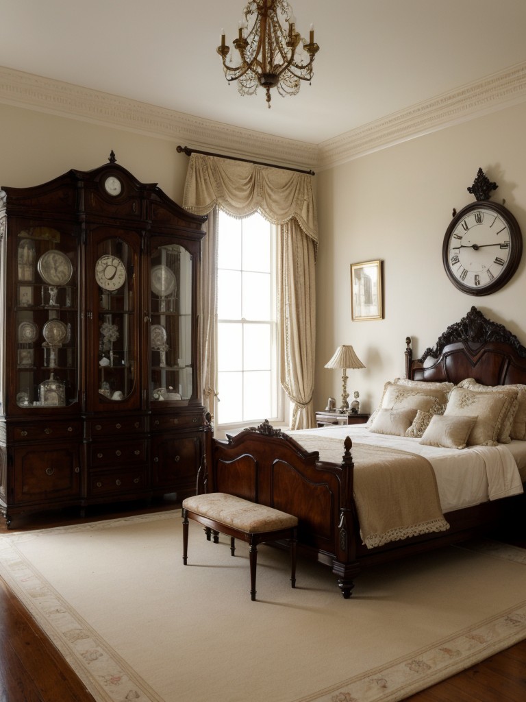 Create a Victorian-inspired bedroom with antique trinkets for a luxurious look!