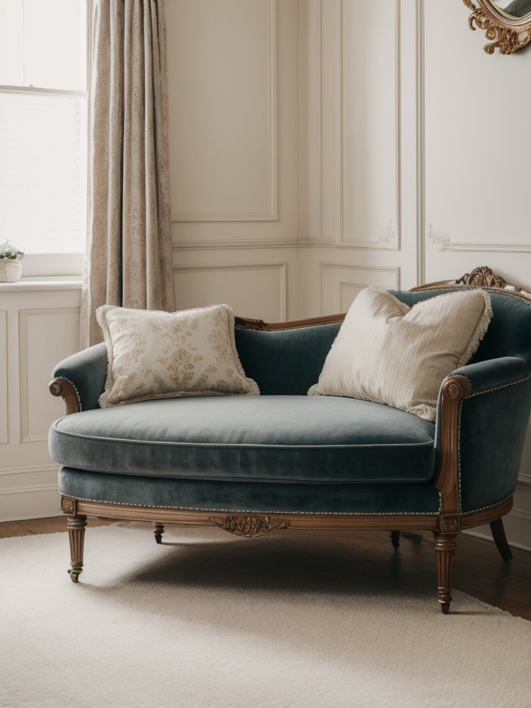 Luxury Victorian Bedroom Decor: Curved-Arm Loveseat and Plush Cushions!