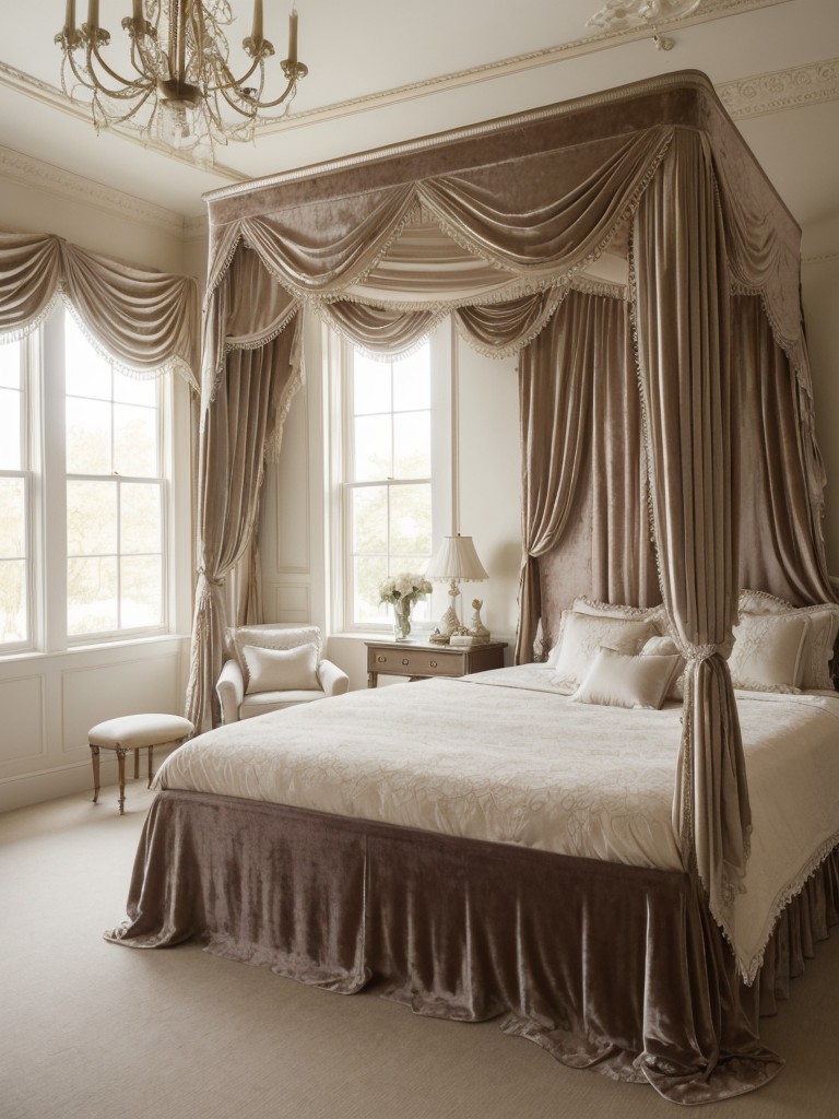 Luxurious Victorian Bedroom Inspiration: Canopy Bed & Plush Velvet Seating