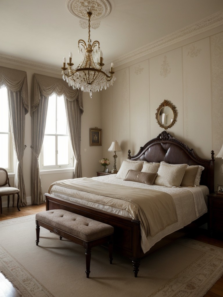 Elevate Your Apartment with Victorian Bedroom Decor Ideas: Chandeliers & Intricate Details.