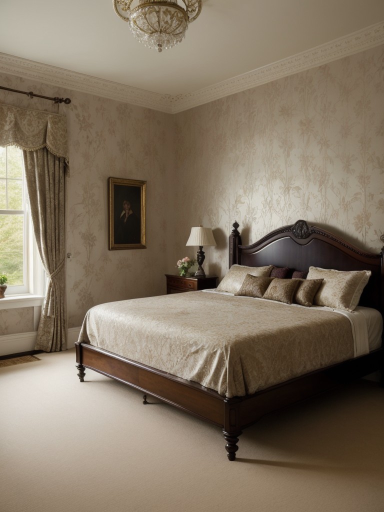 Charming Victorian Bedroom Decor Ideas: Intricate Wallpaper for a Magical Atmosphere!
