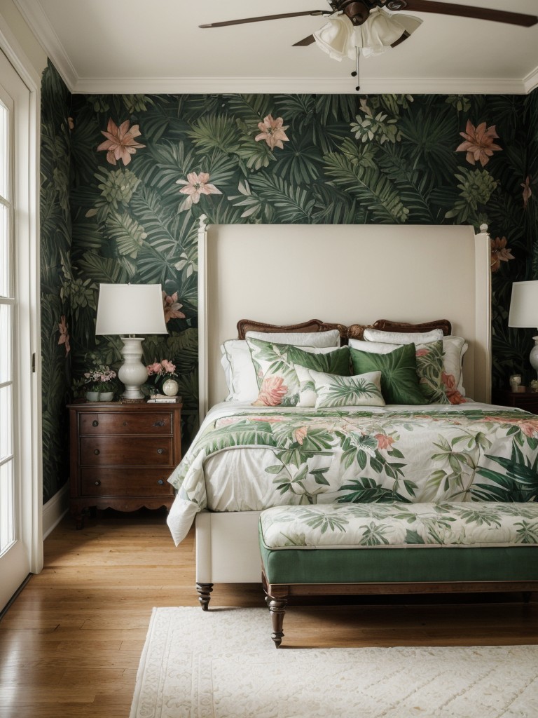 Upgrade your bedroom with tropical vibes: bold prints and vibrant hues!