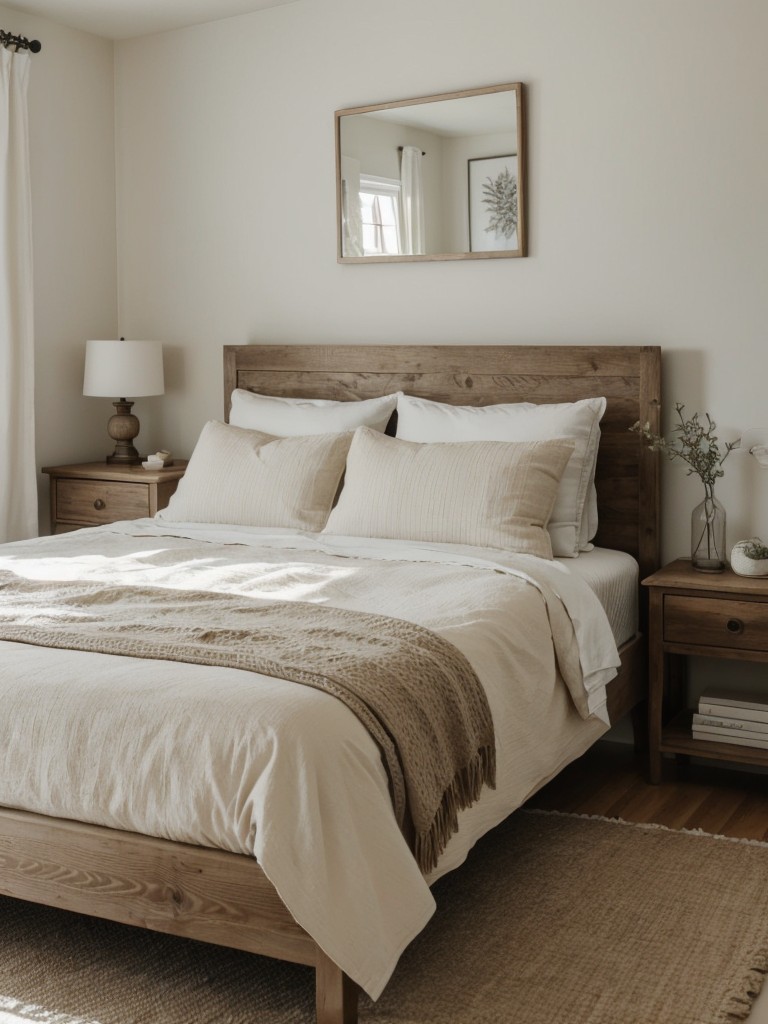 Cozy Victorian-Style Bedroom Decor: Platform Bed + Natural Wood + Soft Neutrals