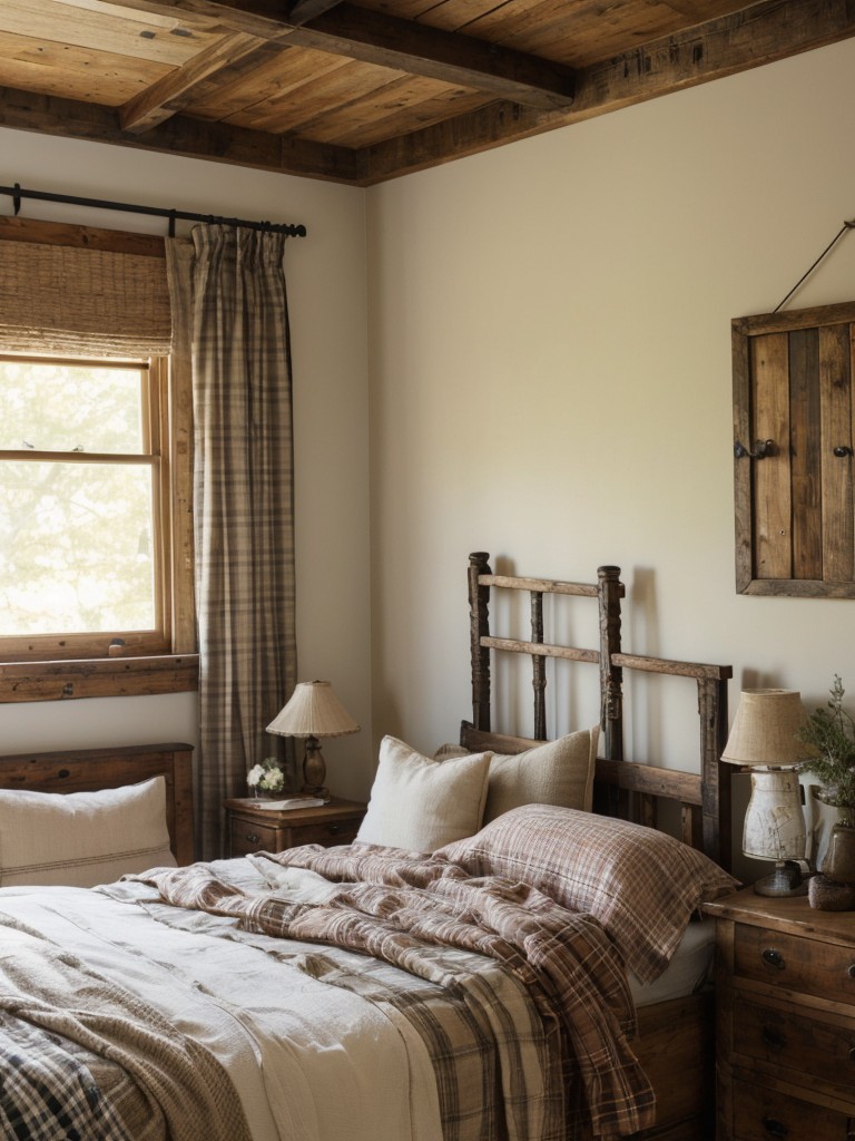 Rustic & Cozy Victorian Bedroom Vibes: Reclaimed Wood, Plaid Patterns & Cozy Blankets