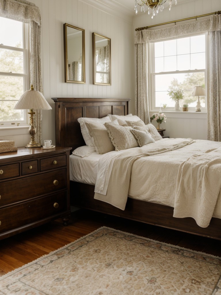 Charming Victorian-Inspired Bedroom Decor: Elevate with Vintage Brass & Crystal Accents