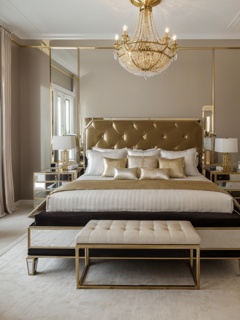 Opulent and Sophisticated Apartment Bedroom with Metallic Accents