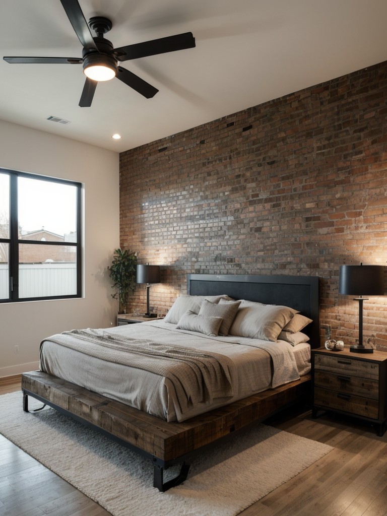 Edgy Industrial Chic: Transform your bedroom with exposed brick walls and sleek designs.