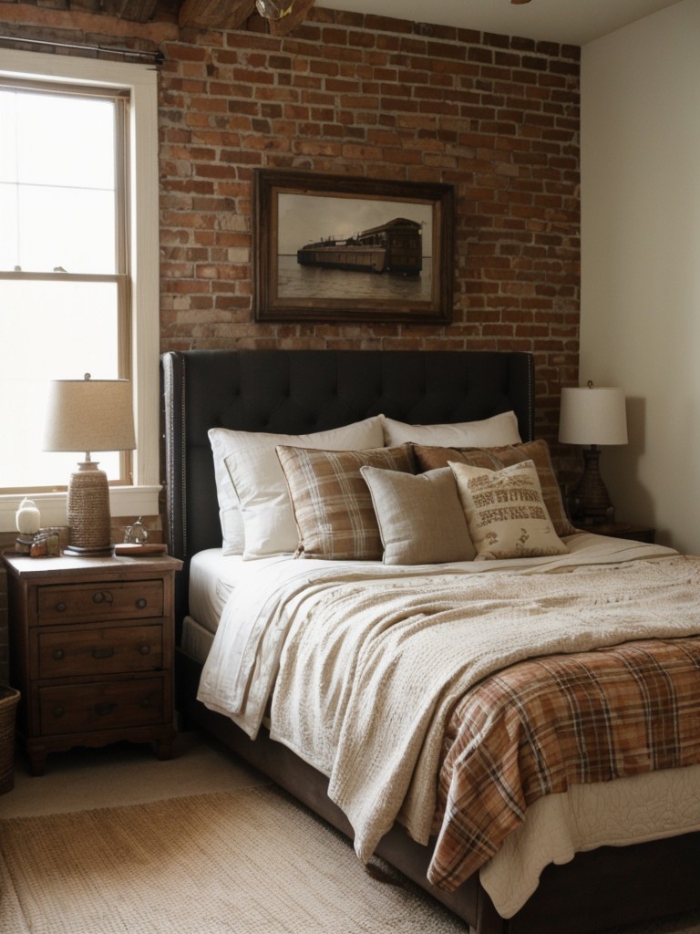 Rustic Chic: Transform Your Bedroom with Exposed Brick & Vintage Vibes!