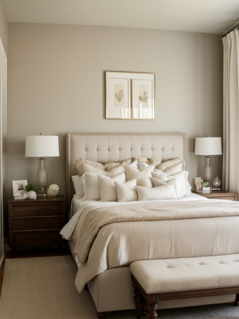 Timeless & Sophisticated Bedroom Ideas: Neutral palette, classic furniture, tufted bench