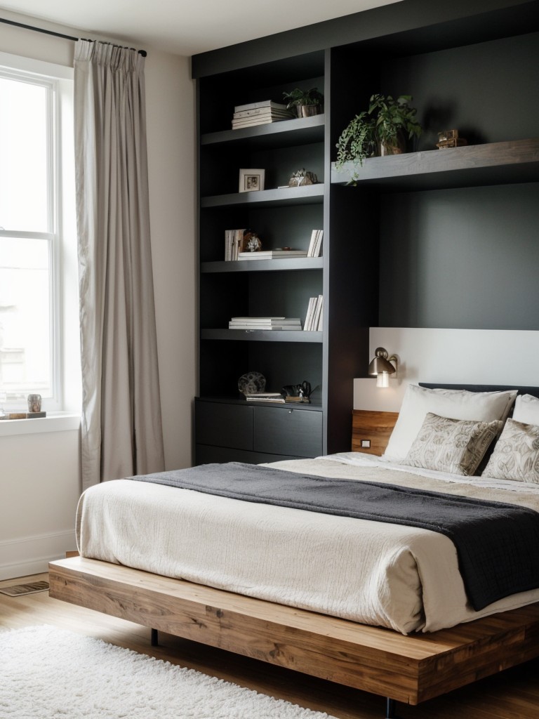 Minimalist Bedroom Storage: Sleek Platform Bed with Built-in Nightstands