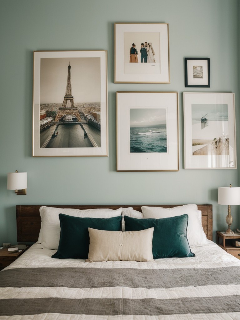 Stylish Apartment Bedroom: Create an Eclectic Gallery Wall!