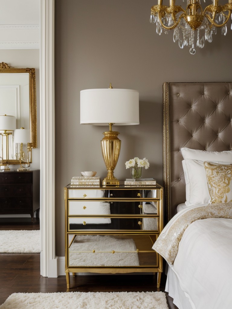 Glam up Your Bedroom with Metallic Accents: Golden Chandeliers, Gilded Mirrors & More!