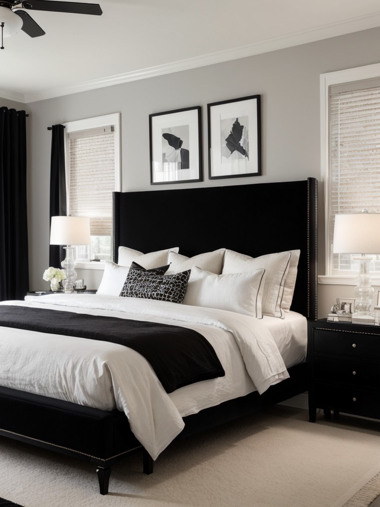 Stunning Monochrome Bedroom: Elevate your Style with Black and White Elegance!