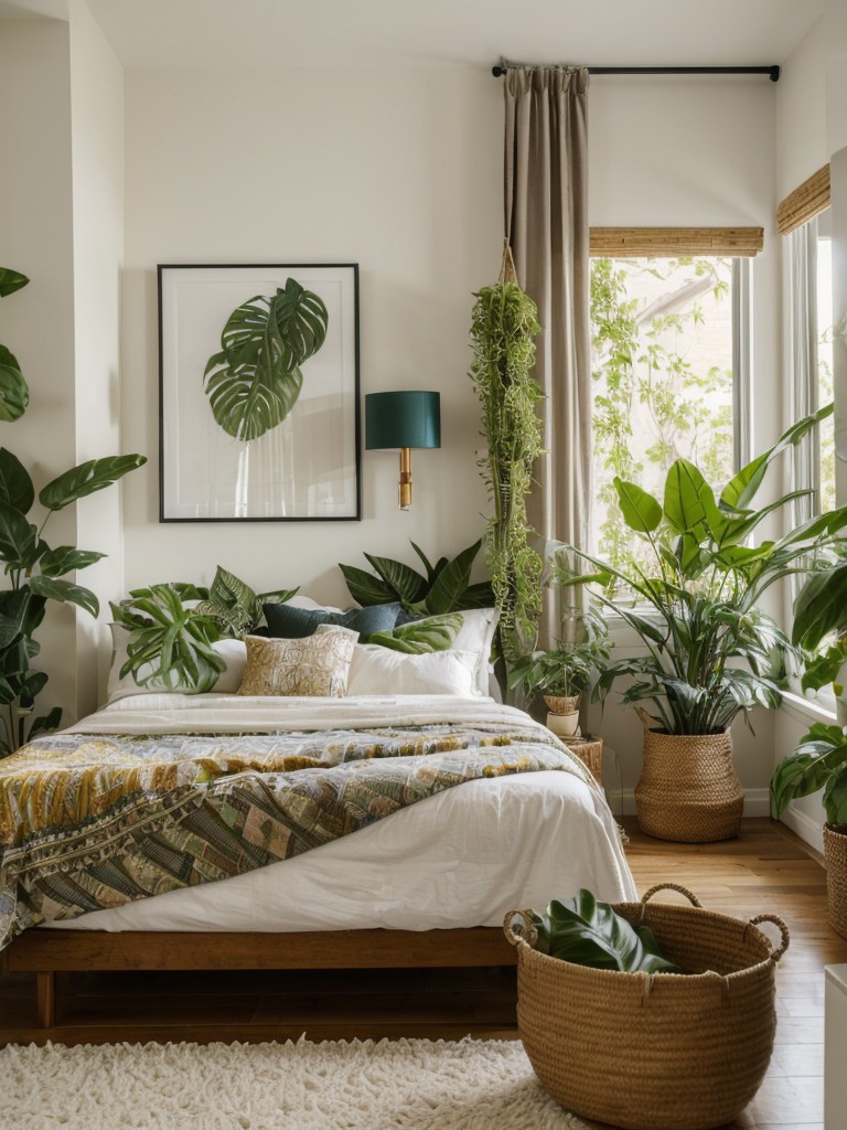 Serene Retreat: Create your urban oasis with lush plants and earthy textures.