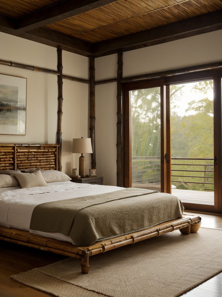 Nature-inspired Oasis: Create a serene apartment with bamboo, stone, and cozy textiles.