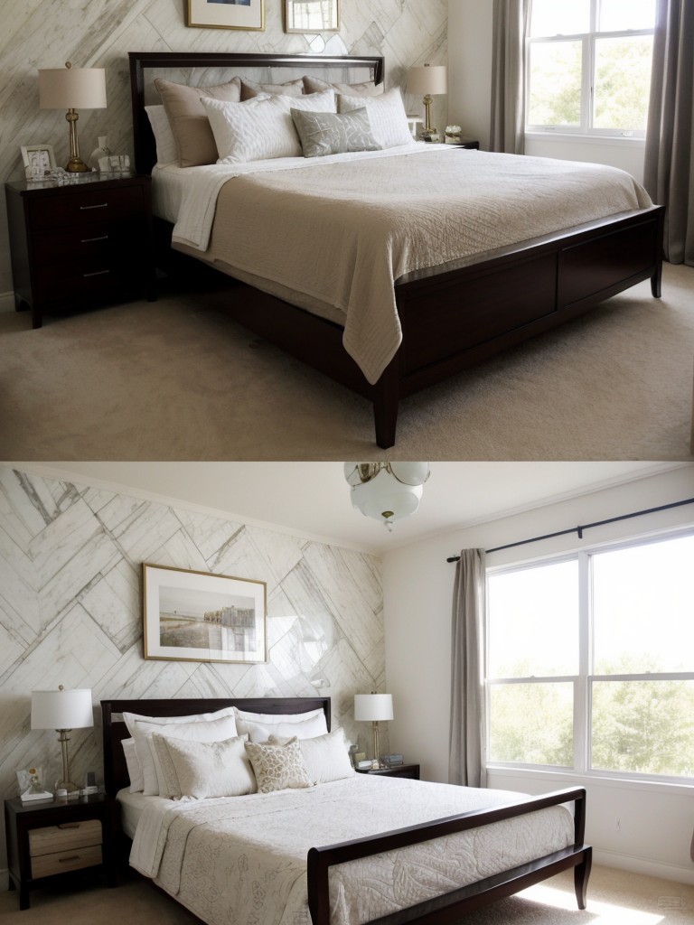 Marble Accent Magic: Elevate your apartment's bedroom with stunning marble touches!