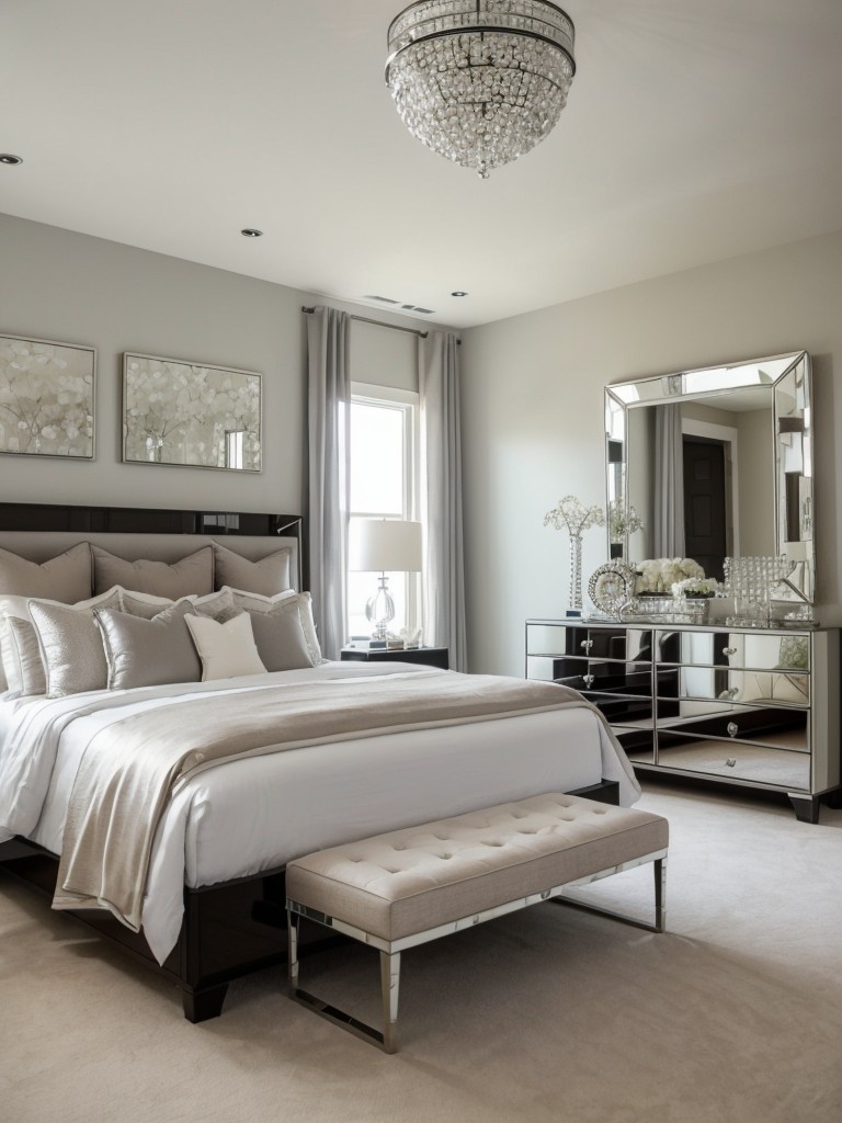 Sparkle Up Your Bedroom with Mirrored Furniture and Crystal Accents!