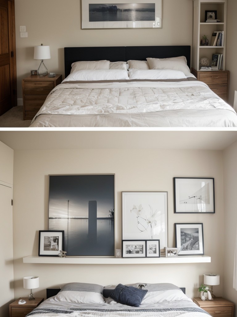 Transform your bedroom with gallery walls & display shelves for a personalized touch!