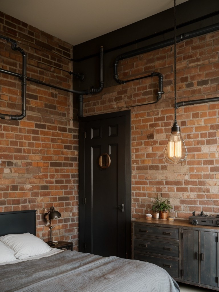 Industrial Chic: Explore Eclectic Bedrooms with Brick Walls & Edison Bulb Lighting