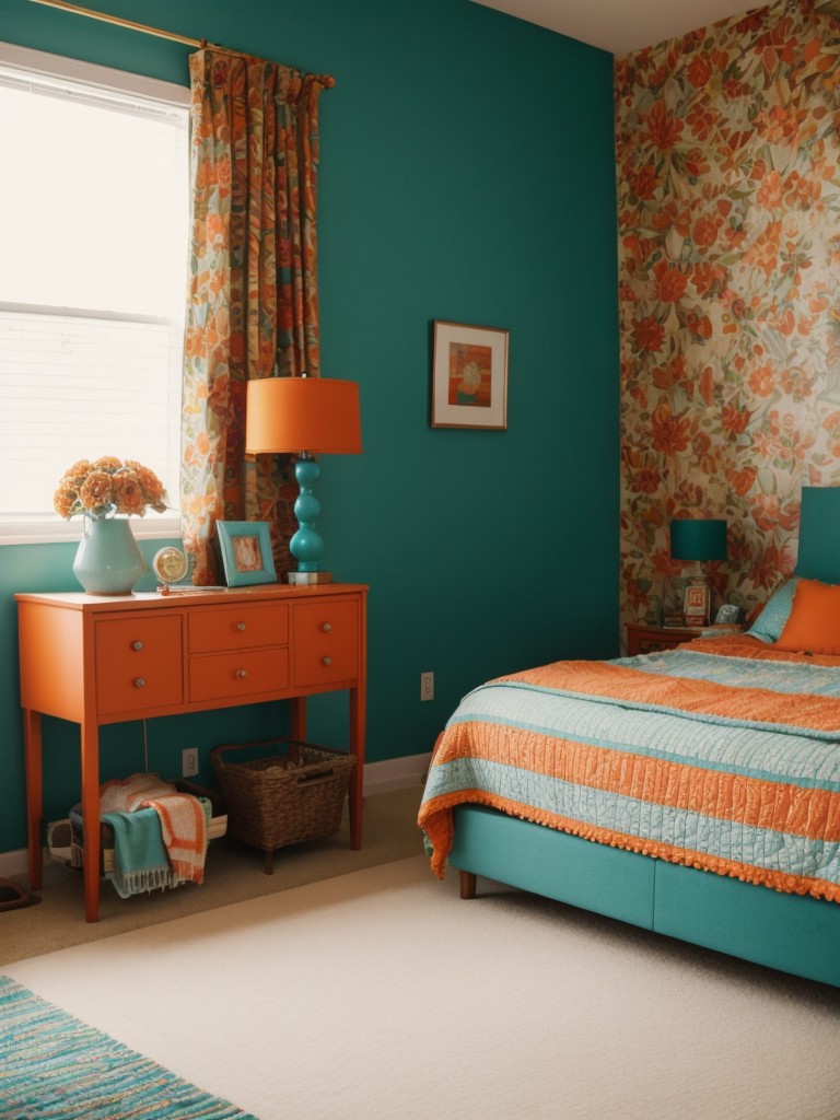 Retro Vibes: Transform Your Bedroom with Bold Colors and Vintage Furniture!