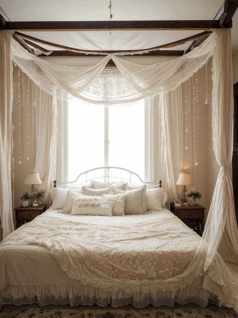 Whimsical Canopy Bed: Elevate your apartment with a dreamy, fairy tale-like bedroom!