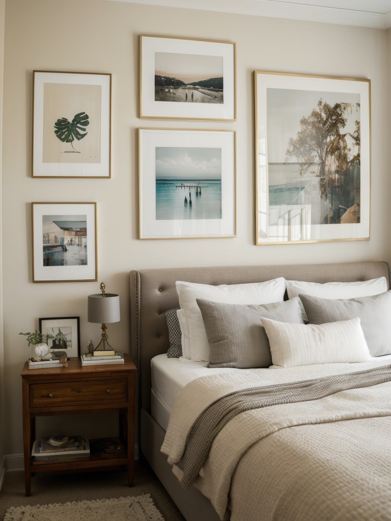 Art-Filled Bedroom: Create a gallery wall with track lighting and a stunning statement piece!