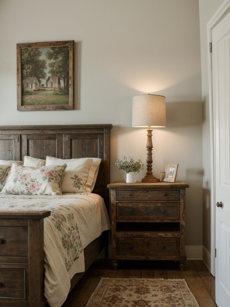 Rustic Farmhouse Vibes: Transform Your Bedroom with Vintage Textiles and Distressed Wood Furniture