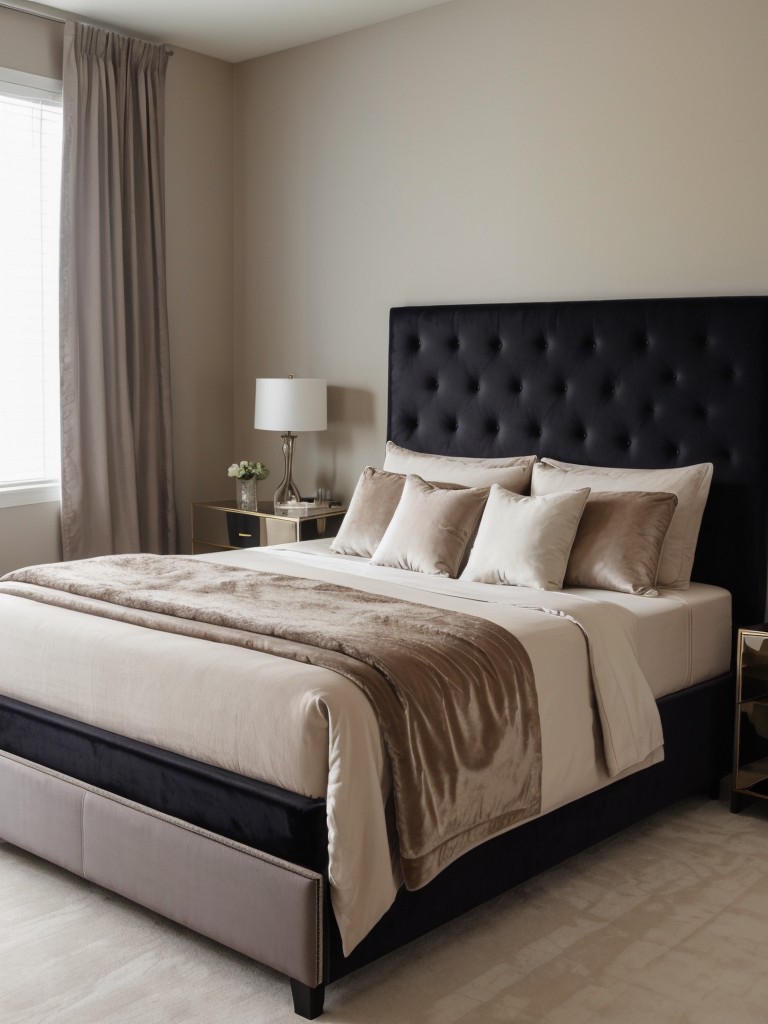 Chic Apartment Bedroom Inspiration: Luxurious Velvet & Tufted Decor