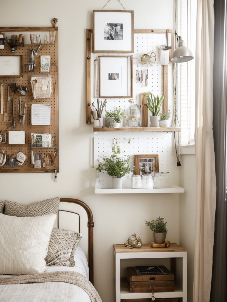 Small Apartment Hack: Stylish Pegboard for Clutter-Free Bedroom Decor