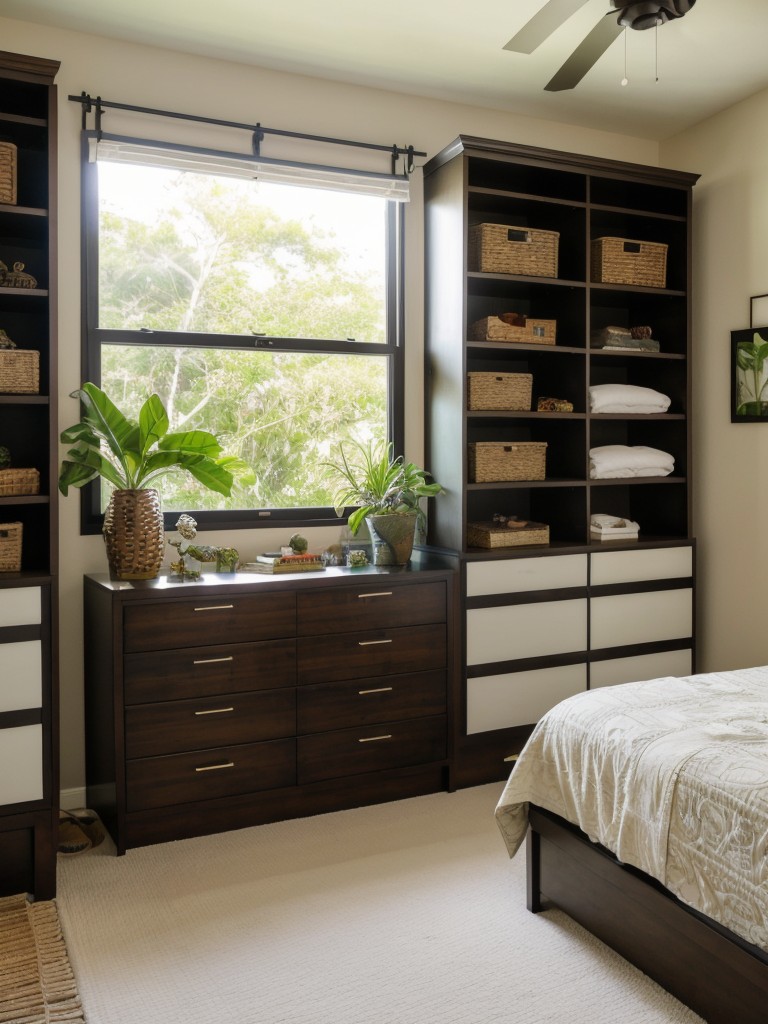 Nature-Inspired Bedroom Bliss: Maximize Space with Creative Storage Solutions!