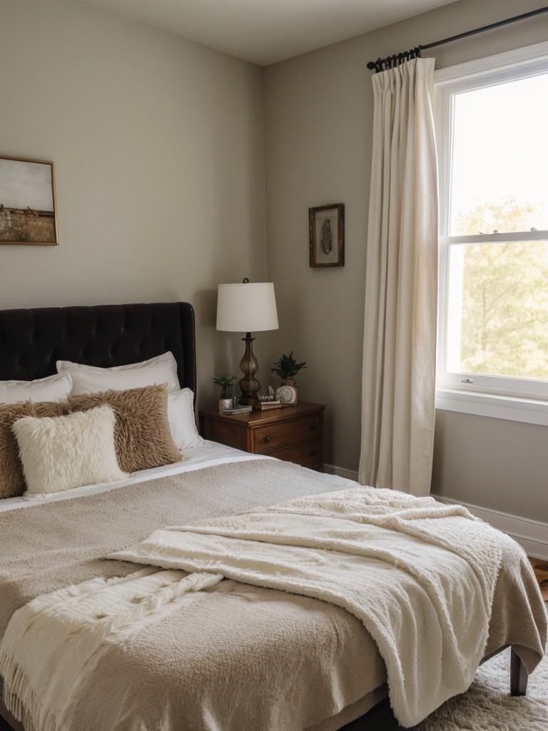 Cozy Apartment Bedroom: Luxurious Textiles for a Relaxing Retreat.