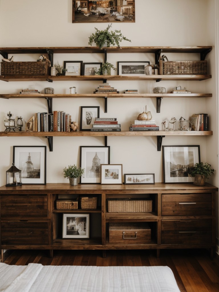 Cozy Apartment Bedroom: Stylish Shelving Ideas for Books & Decor