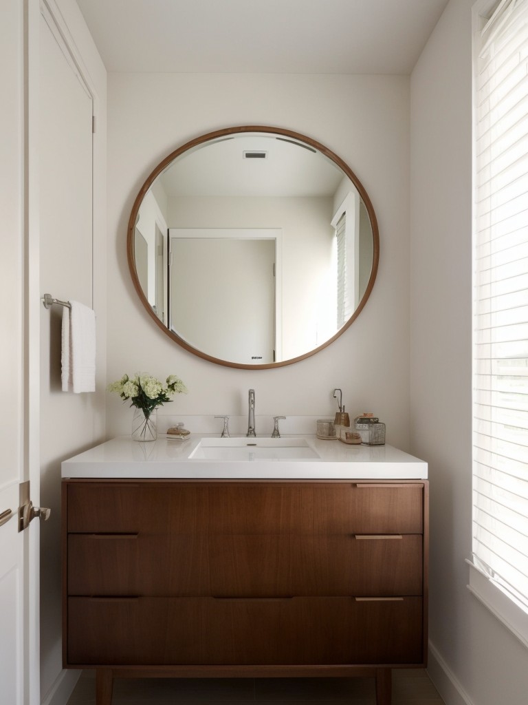 Stylish Mid-Century Bedroom Vibes: Minimalist Vanity & Mirror Combo