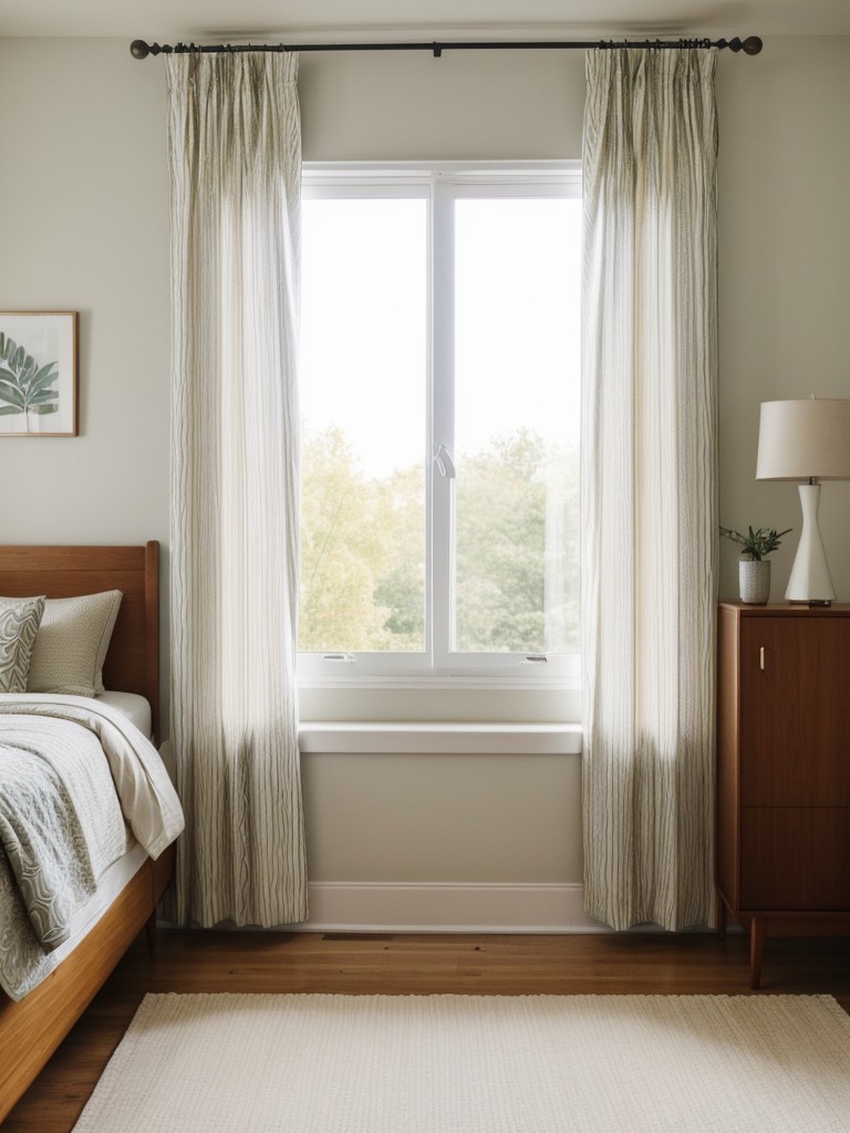 Get a Mid-Century Bedroom Vibe with Floor-Length Curtains!