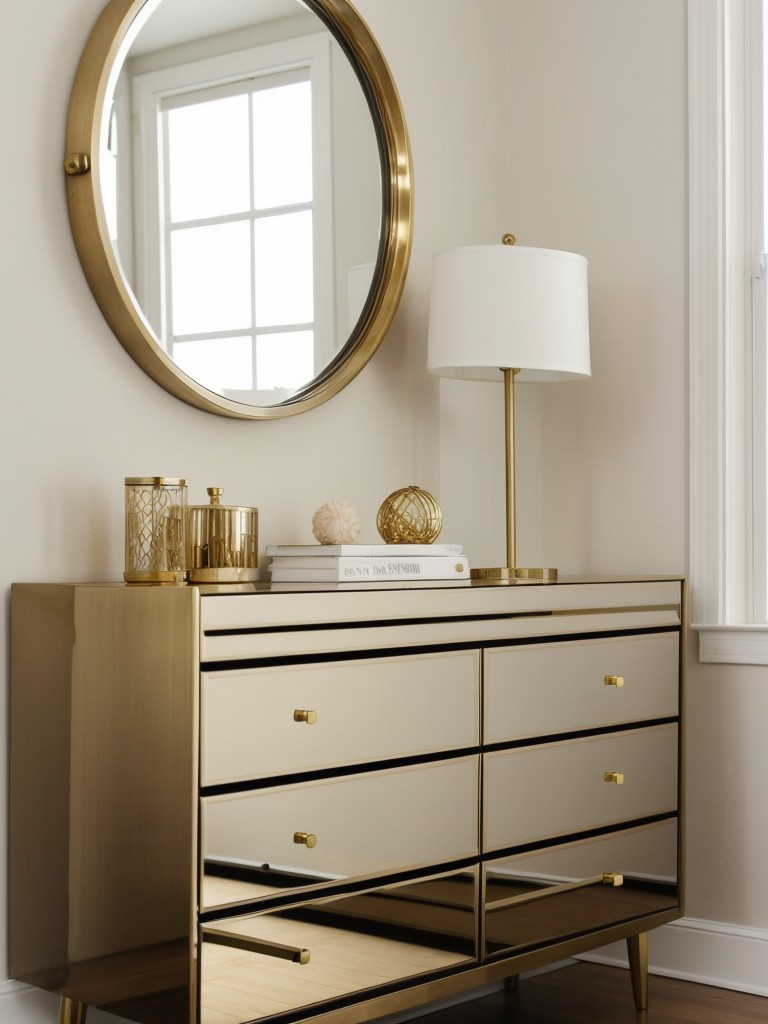 Chic Mid-Century Bedroom: Glam & Gold Accents!