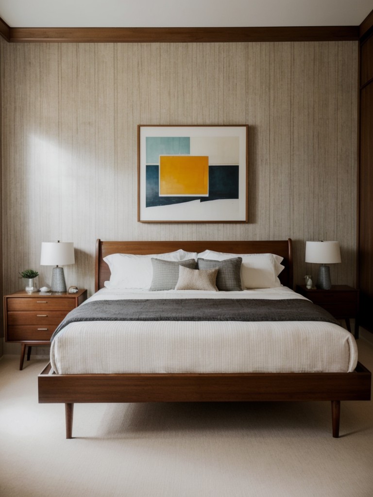 Aptastic Mid-Century Bedroom Inspo: Wallpaper & Art Galore!