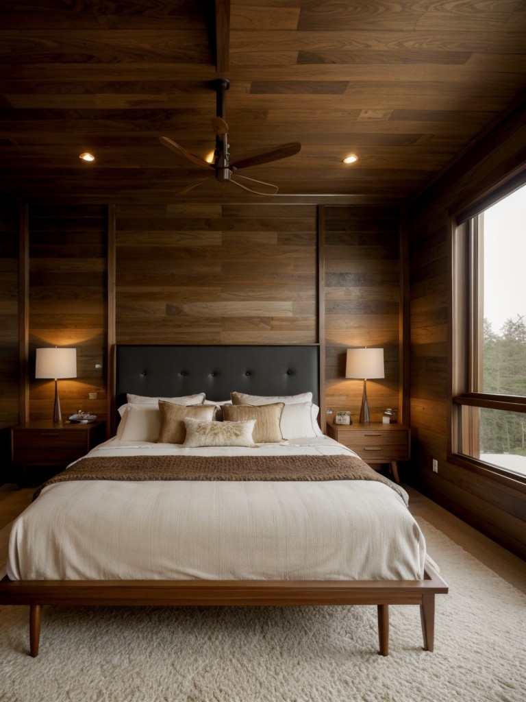 Stylish Mid-Century Bedroom with Natural Wood Accents