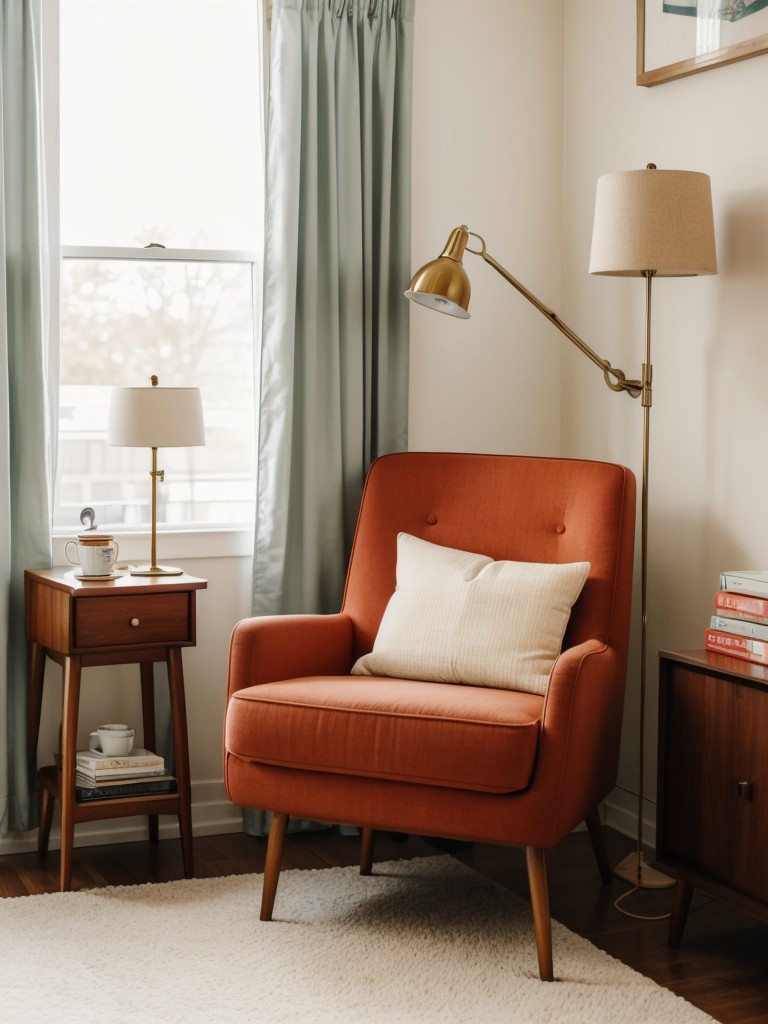 Cozy Mid-Century Bedroom: Retro Vibes & Relaxing Reading Nook