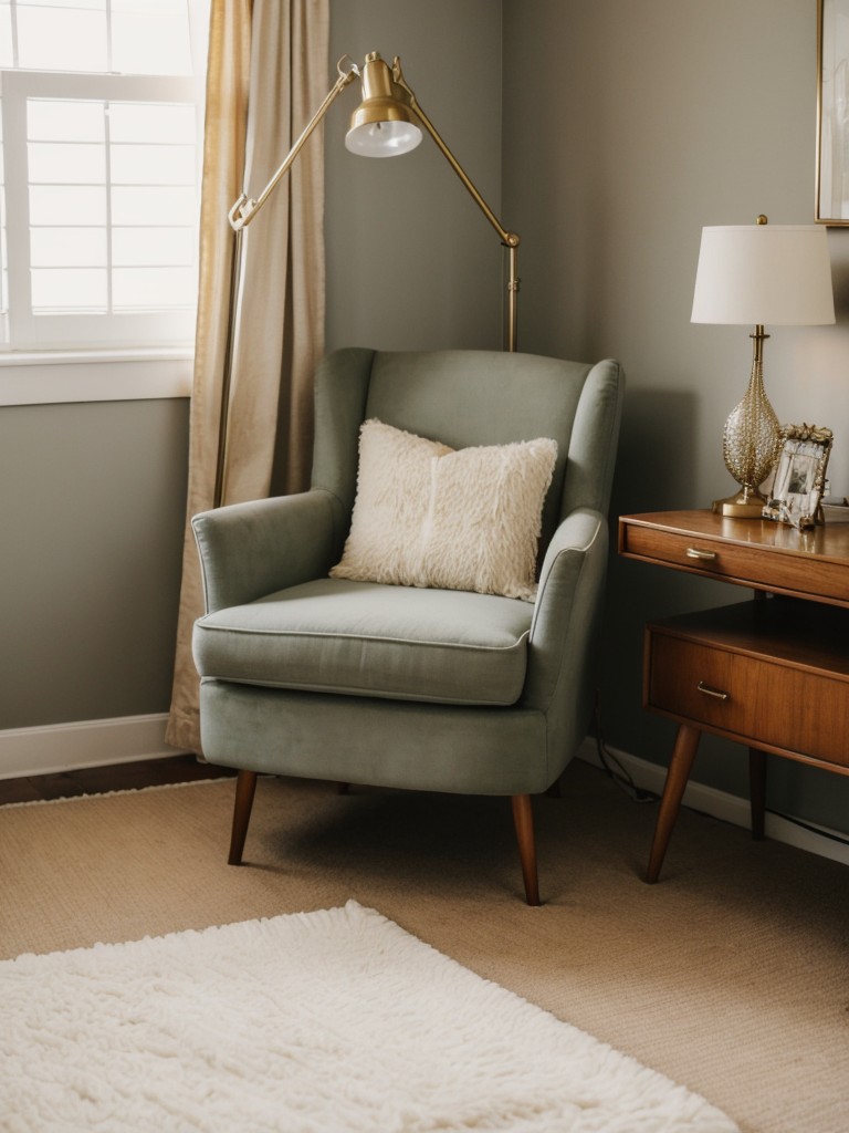 Vintage Glam for Your Bedroom: Create a Cozy Reading Nook with a Plush Armchair!