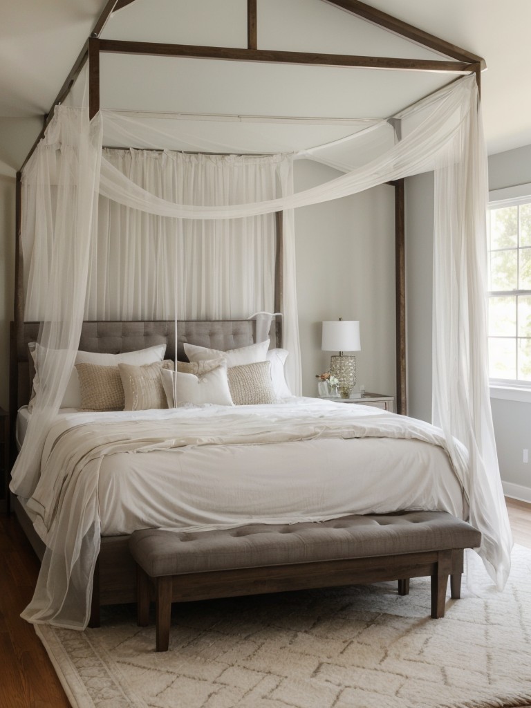 Romantic and Elegant Bedroom Makeover: Try a Canopy Bed or Dreamy Sheer Canopy!