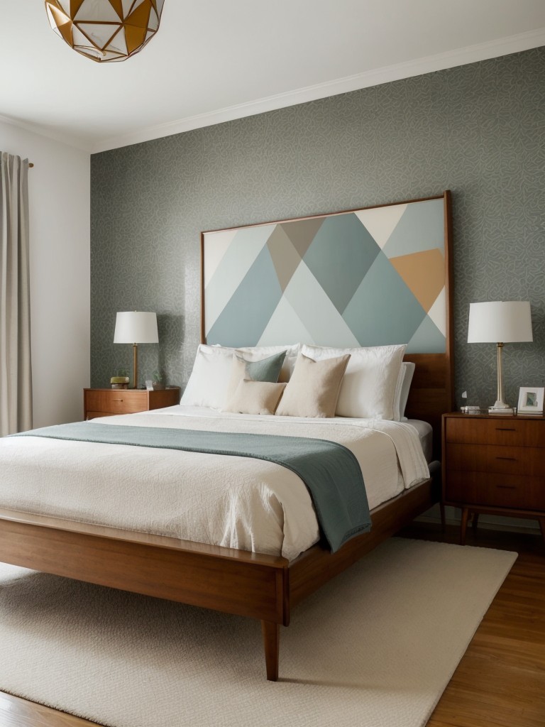 Mid-Century Magic: Elevate Your Apartment with Geometrical Bedroom Styling!