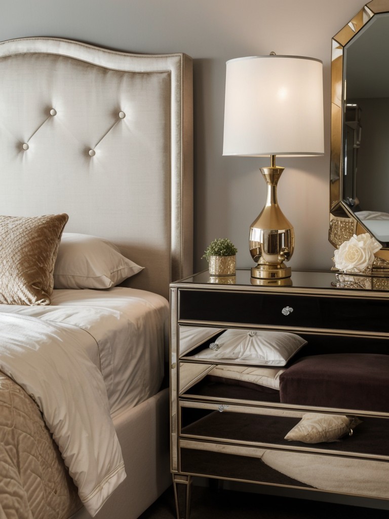 Upgrade Your Apartment with Luxe Touches: Mirrored Nightstands & Velvet Headboards