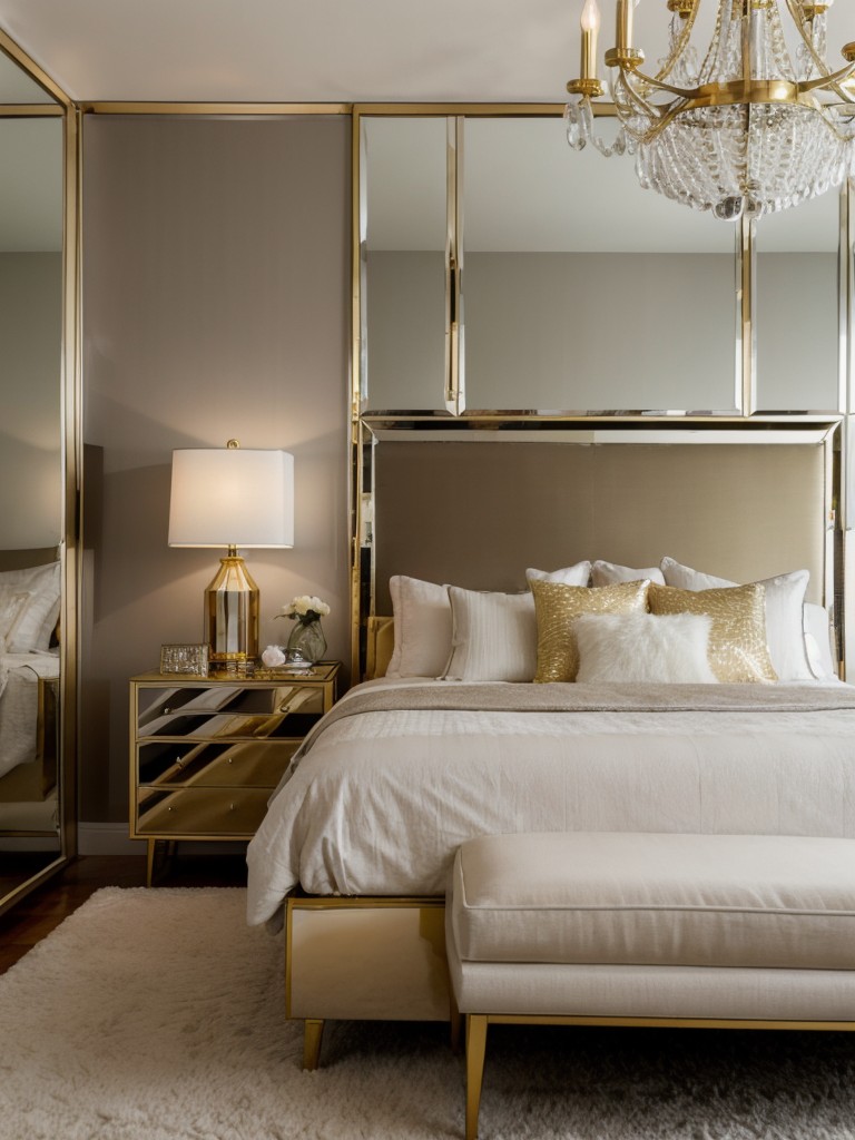 Glam up your bedroom with metallic accents for a cozy and stylish vibe!