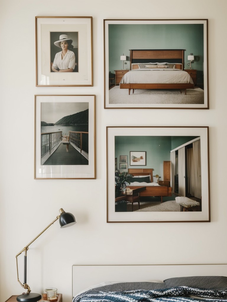 Retro-Inspired Gallery Wall: Transform Your Bedroom with Mid-Century Charm!