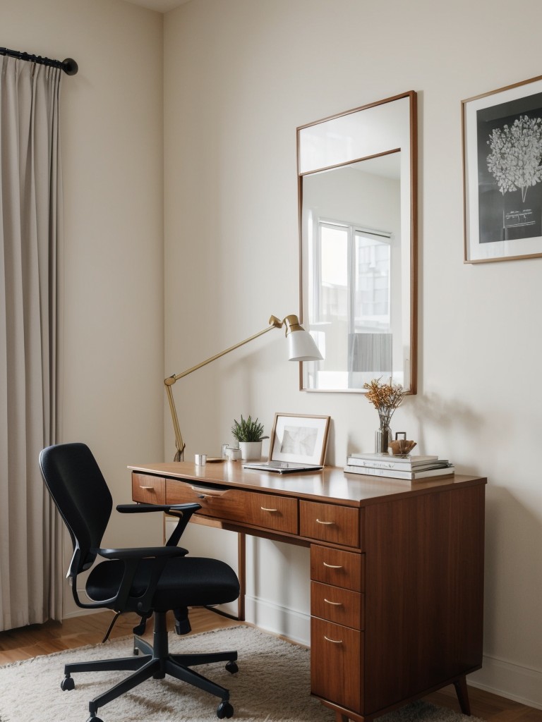 Stylish & Functional: Mid-Century Bedroom with Workspace