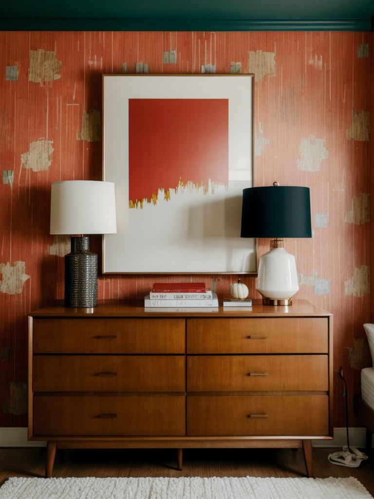 Stylish Mid-Century Apartment Inspo: Vibrant Colors & Bold Patterns for Your Bedroom!